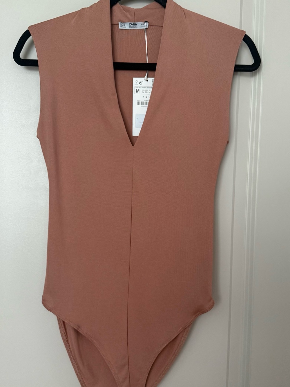 Zara Sleeveless V-Neck Bodysuit - Blush Pink (Med)